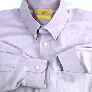 Roundtree & Yorke Gold Label Men's 17.5-33‎ Lavender Dress Shirt Cotton Pinpoint